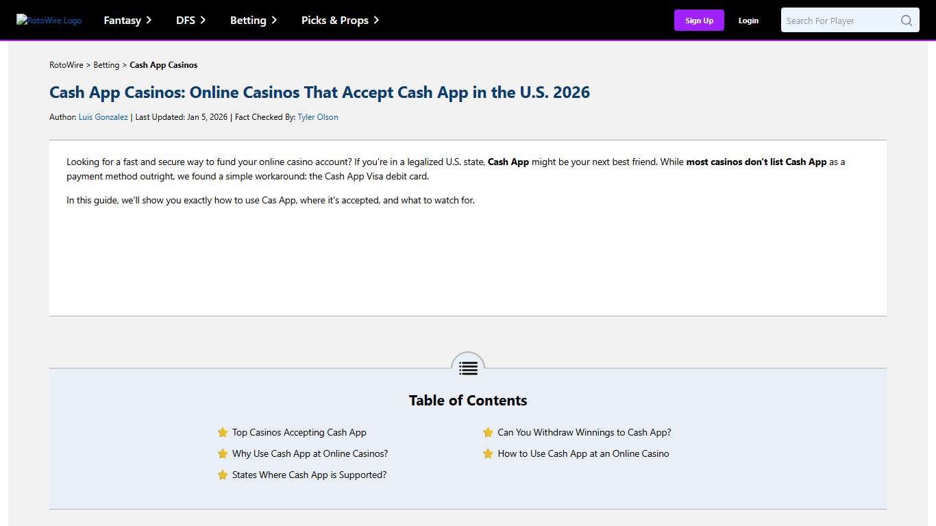 Cash App Casinos: Online Casinos That Accept Cash App 2026 RotoWire